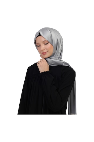 Çift Taraflı Düz Jakar Şal Parlak & Mat Dokulu, Özel Gün Şalı, Düz Renk Gri