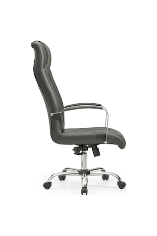 Hera2 Bilgisayar Koltuğu Ofis Müdür Büro Çalışma Sandalyesi Siyah Renk Krom Ayaklı Siyah
