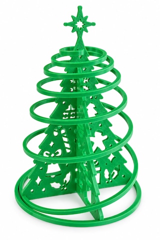 Spiral Tasarımlı Mini Yılbaşı Çam Ağacı Masaüstü Dekoru Yeşil 12 CM