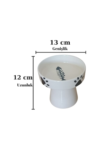 Seramik Kedi Ve Köpek Mama Su Kabı 300 Ml Ayaklı Yükseltilmiş Mama Kabı 13 Cm