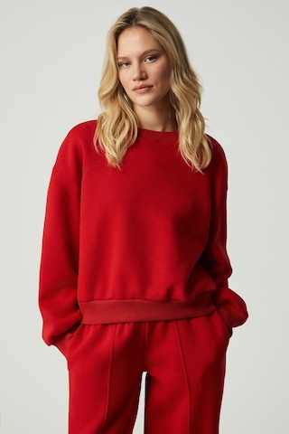 GRIMELANGE Morgana Kadın Bisiklet Yaka Uzun Kollu Kırmızı Sweatshirt Kırmızı