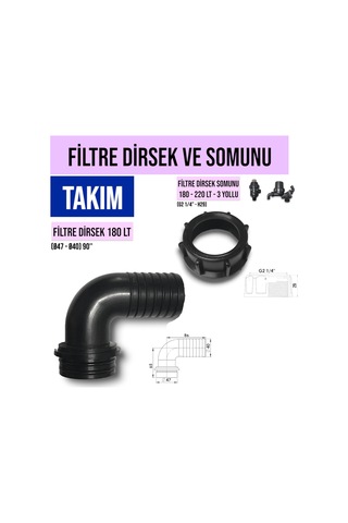 Filtre Dirsek Ve Somunu Takim 180 Lt ( 3 Adet )