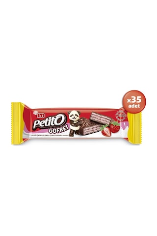 Petito Sütlü Çikolata Kaplı Çilekli Kremalı Gofret 25.5 G X 35 Adet