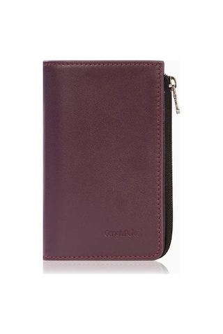 Cengiz Pakel Unisex Hakiki Deri Fermuarlı Kartlık 2512 - Mürdüm 2512-mürdüm Mürdüm