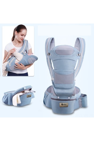 Vkemall Dokuma Kumaş Mavi Bebek Taşıma Bel Sandalyesi - Dört Mevsim Kullanıma Uygun, Güvenli Ve Fonksiyonel Anne-bebek Aletleri