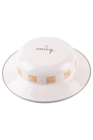 Beige Emaye Çukur Makarna Ve Salata Tabağı