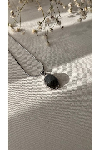 Çelik Kolye Obsidyen Uçlu Renkli