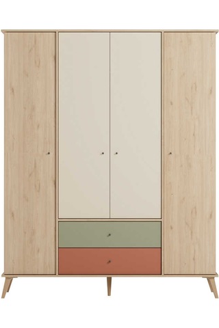 Terra 4 Kapaklı 2 Çekmeceli Gardırop - Florida Meşe/karışık Renk 162x204x54 Cm