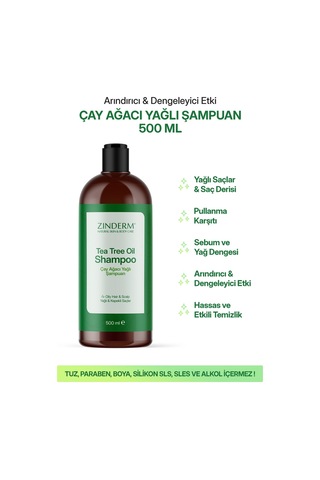 Zinderm Arındırıcı Ve Dengeleyici Tuzsuz Çay Ağacı Şampuanı 500 ML