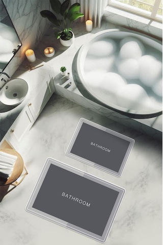 Yıkanabilir Kaymaz Tabanlı Modern Desenli 2'li Banyo Paspas Takımı Bps0041 Renkli