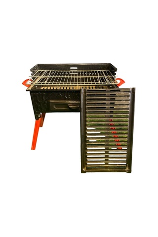 Pervazlı Emaye Boyalı Yüksek Ayaklı Mangal Siyah - Kırmızı