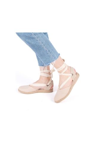 Star Tombis Gerçek Elişi Ipli Düz Topuk Keten Espadril Handmade Bej