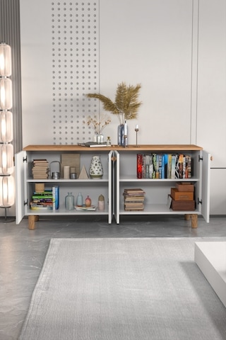Bohem Konsol Mdf Kapak Ceviz - Beyaz