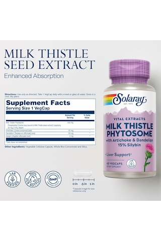 Solaray Milk Thistle Phytosome With Artichoke Dandelion And Ginger Liver 60 Caps Aromasız