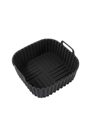Willowhaven 8 Inç Kare Yapışmaz Silikon Fritöz Linerı Siyah 1 Parça Fırın Mikrodalga Uyumlu