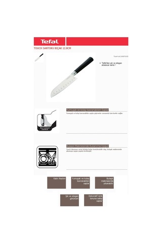 Tefal Comfort Santoku Bıçağı 12 CM Siyah