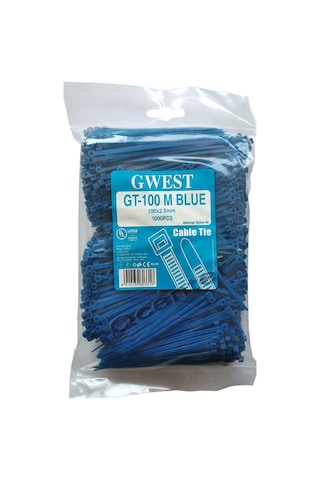 Gwest 2.5X100Mm 10Cm Mavi Plastik Kablo Bağı 1000 Adet N11.595
