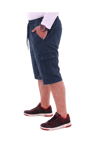Erkek Battal Beden 115-176 Kilo Arası İçin Uygun Dizaltı Kargo Cepli Likralı Uzun Jeans Kapri Lacivert