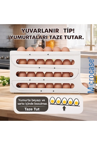 Microcase Abs Plastik Dolapiçi Yuvarlanır Tip Yumurta Organizer Ve Standı Al54529 Beyaz