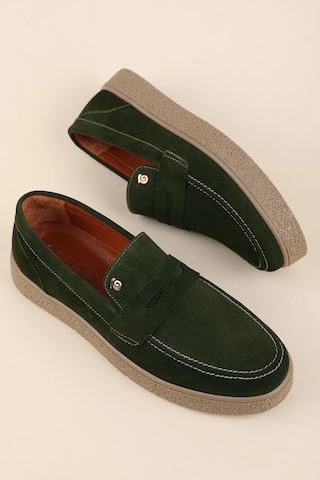 Gondol Erkek Hakiki Deri Casual Flötr Ayakkabı Moc-toe Cz.464 Haki