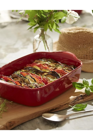 Emile Henry Fırın Kabı Dikdörtgen 30 x 19 cm Kırmızı/Burgundy -34 Kırmızı