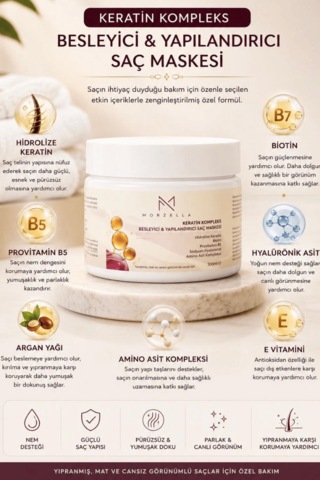 Morzella Keratin Kompleks Besleyici Ve Yapılandırıcı Saç Bakım Maskesi 300 Ml