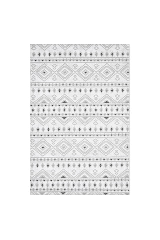 Raschel Carpet Premium Yıkanabilir Leke Tutmaz Modern Mutfak Halısı Etnik Desen Gri Özel Seri Kaymaz Taban Halı Çok Renkli