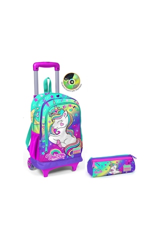 Coral High Kız Çocuk Yeşil Unicorn Tekerlekli Okul Çantası Ve Kal