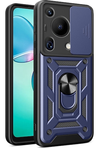 Huawei Pura 70 Ultra Kılıf Magnetik Standlı Kamera Korumalı Zore Sürgülü Vega Kapak Mavi