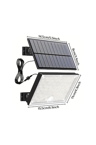 Xuweiwei 1 Paket Beyaz Işık 2 Adet 400 Led Dış Mekan Güneş Duvar Lambası Hareket Sensörlü Aydınlatma Yüksek Parlaklık Kolay Kurulum