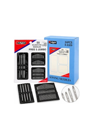 Yorgan İğne 55pcs Free 5 Jumbo İğne Seti 5 Yorgan + 50 Dikiş İğnesi Seti 5468