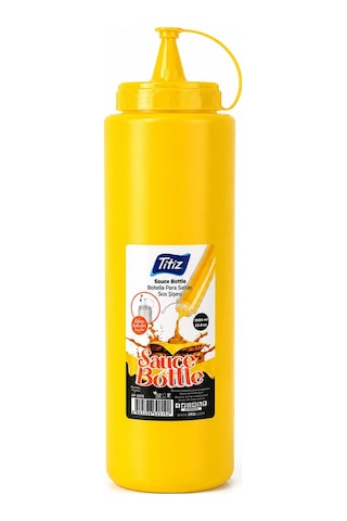 Titiz 700 Ml Sos Şişesi Seti Sarı Kırmızı Şeffaf Sızdırmaz Kapaklı 1 Adet