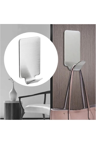 Yapışkanlı Metal Banyo Mutfak Eşya Askılığı Al4468-1 Adet Gümüş