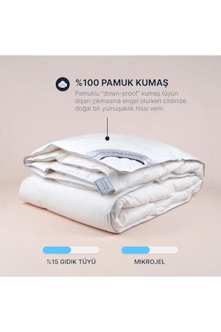 Eko 15 Downmix Yorgan,%15 Kaz Tüyü Ve Mikrojel Elyaf Karışımı, 195x215 Cm Çift Kişilik, Hafif Ve Konforlu,%100 Pamuk Kumaş Çok Renkli