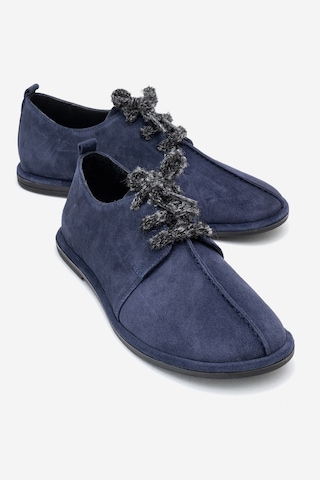 Luvishoes Luvi Shoes Denora Lacivert Süet Hakiki Deri Kadın Günlük Ayakkabı Lacivert