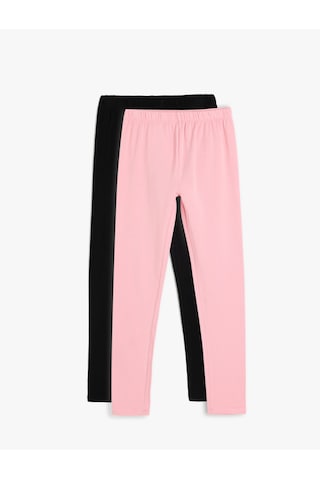 Koton 2'li Beli Lastikli Pamuklu Basic Tayt Pembe 5wkg10357ak Gül