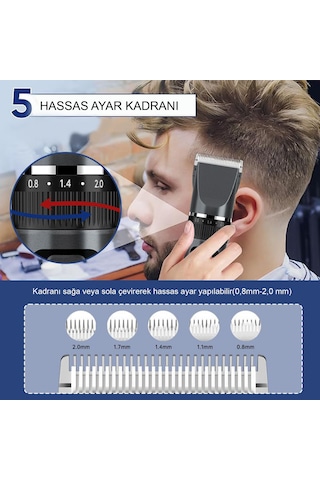 Emtulife C5-1 Profesyonel Seramik Bıçaklı Isınmayan Şarjlı Saç Sakal Tıraş Makinesi