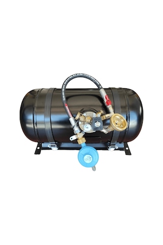 Karavan Lpg Tankı Yatay 22 Litre Kullanıma Hazır Set Siyah