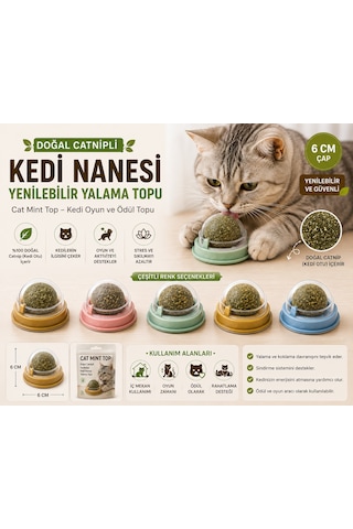 Doğal Catnipli Yenilebilir Kedi Nanesi Yalama Topu - 6 Cm