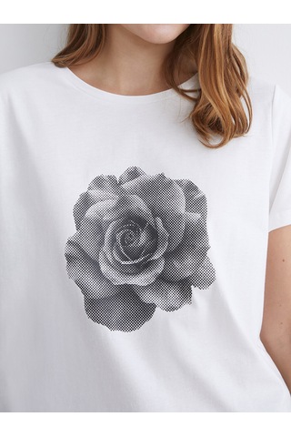 Lcwaıkıkı Classic Beyaz Çiçekli %100 Pamuklu Kadın Tişört