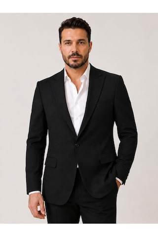 Classics Men Erkek İtalyan Kesim Yarım Astar Blazer Ceket Klasik Ve Modern Şıklık - 7731 Siyah