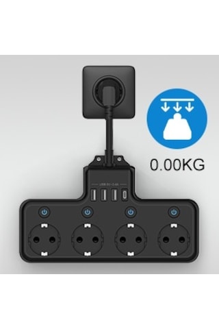 Cbtx Yeni Nesil 4000W 3 x USB, 1 x Type-C 8 in 1 Duvar Priz Termal Akım Korumalı Priz 4'lü