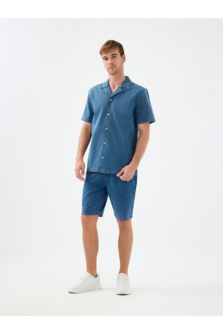 Oversize Erkek Gömlek K.kol Denim