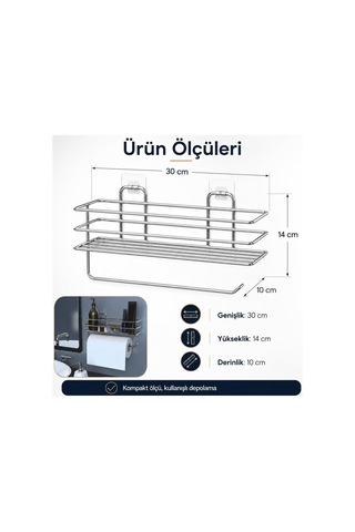 Raflı Solo Havluluk Krom, Yapışkanlı Banyo Rafı Ve Havlu Askısı, Paslanmaya Dayanıklı Krom Kaplama Duvar Rafı, Çok Renkli