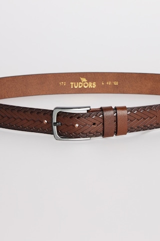 Tudors Erkek %100 Hakiki Deri 4 Cm Spor Kahverengi Kemer-32629 Kahverengi