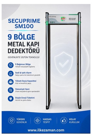 Secuprıme Sm100 Kapı Tipi Metal Üst Arama Dedektörü 9 Bölge