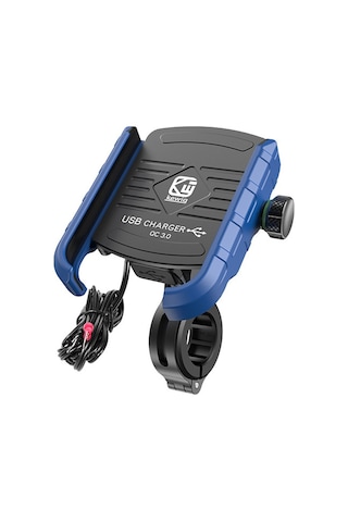 Kewig M8 Motosiklet Navigasyon Telefon Tutucu Açık Sürme Şarj Braketi Mavi Mavi