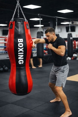 Spor Byfit Salon Tipi Özel Tasarım Mma Boks Torbası Kırmızı - Siyah