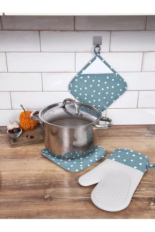 Happy Nest Mutfak Eldiveni Takımı, Silikon Mutfak Eldiveni 196361996 Yeşil