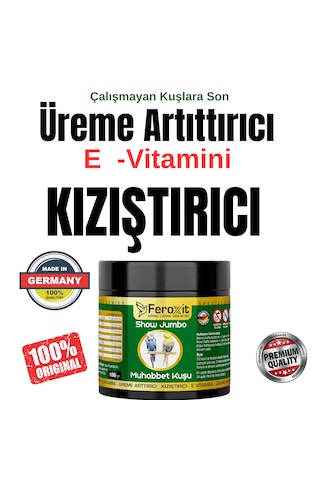 Feroxit Muhabbet Kuşu Sultan Kuşu Papağanlar İçin Premium Üreme Destek & Kızıştırıcı E Vitaminli Karışım 100 G 100 G Feroxit Muhabbet Kuşu Sultan Kuşu Papağanlar İçin Premium Üreme Destek & Kızıştırıcı E Vitaminli Karışım 100 G 100 G